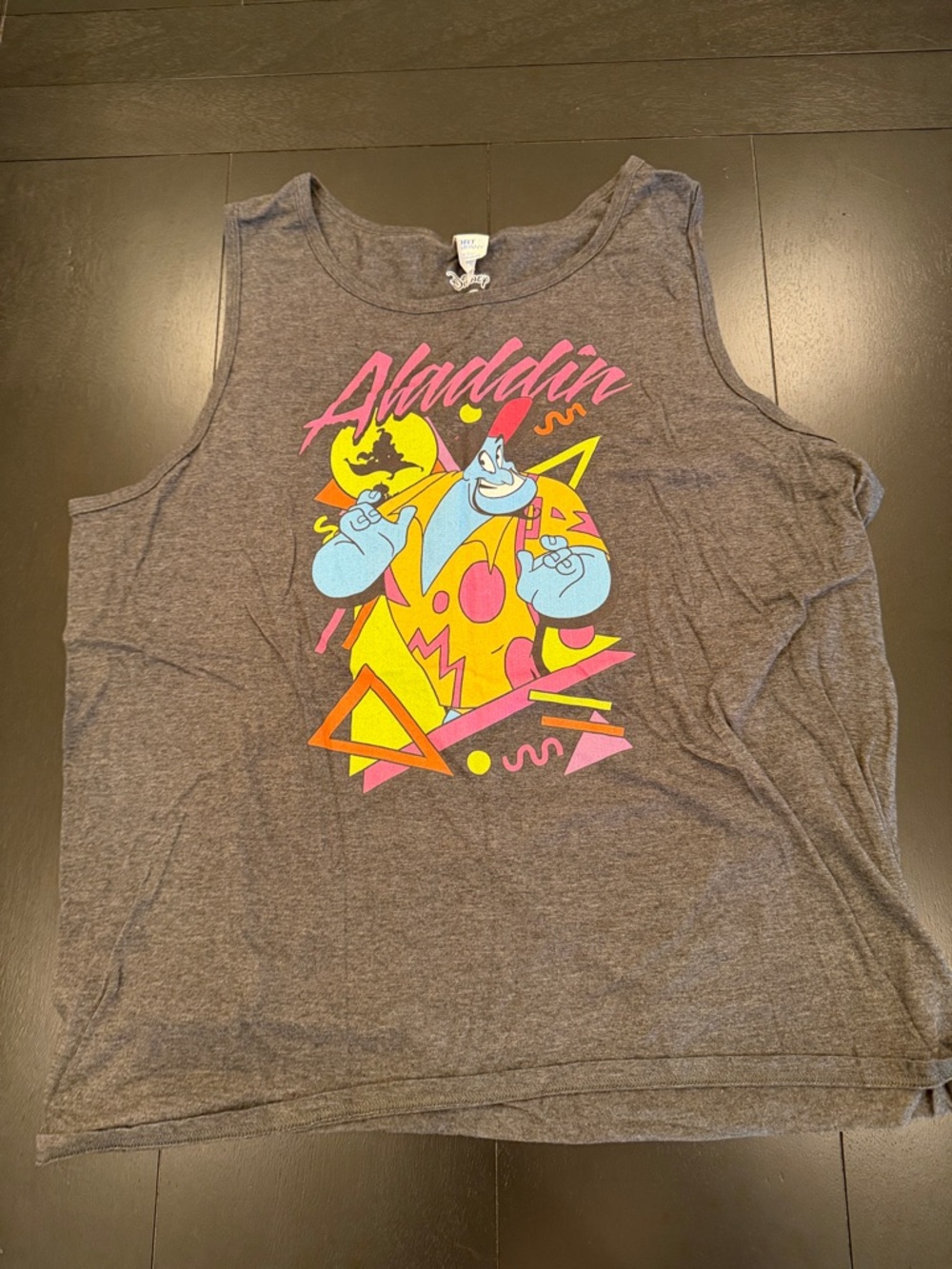Disney Aladdin Gray Tank Top with Blue, Yellow & Pink Graphic
